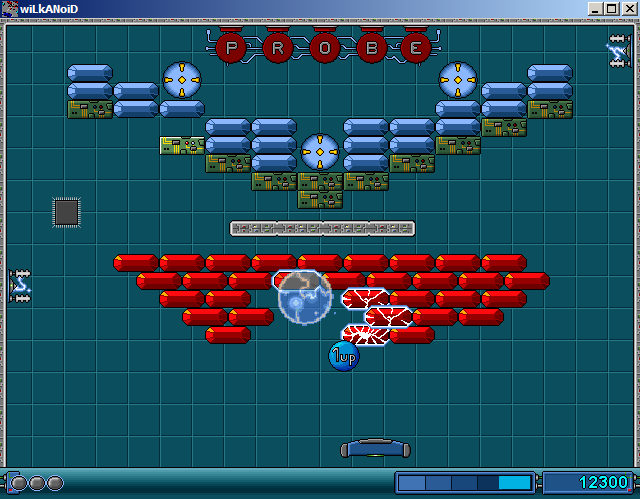 Wilkanoid (Windows) screenshot: Electric charge for the ball from a wall power