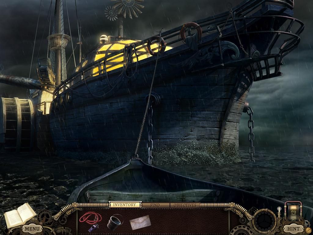 Hidden Expedition: The Uncharted Islands (Windows) screenshot: Slipping aboard Undertow's vessel
