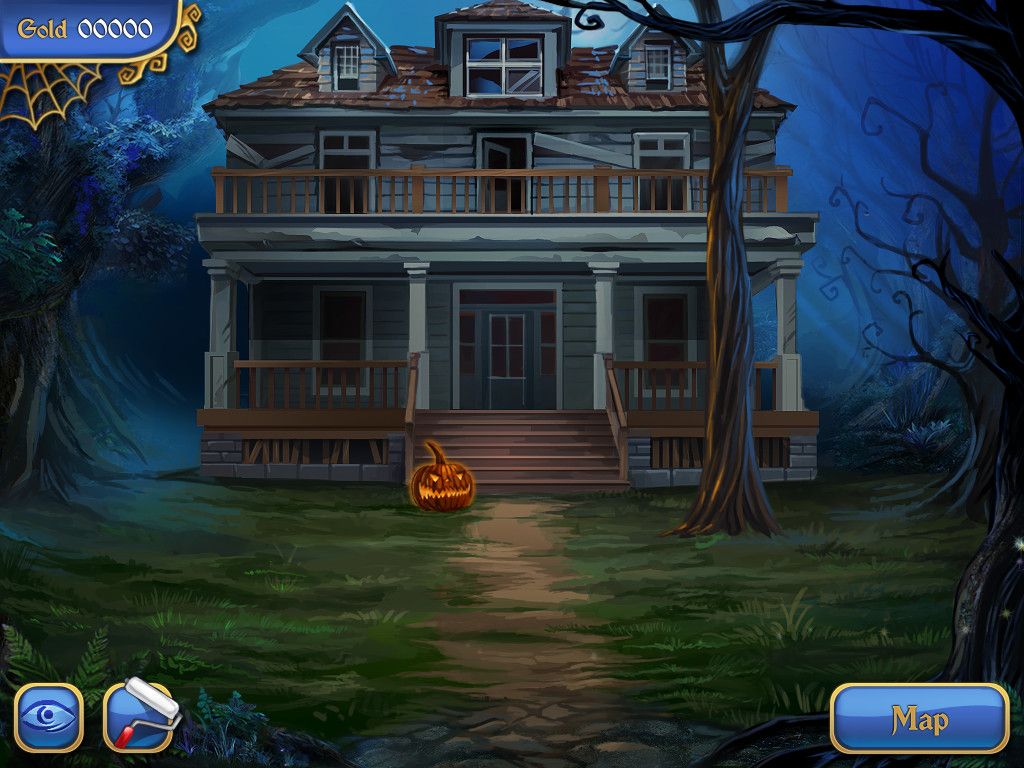 Spooky Bonus (Windows) screenshot: Your haunted house with your Jack-O-Lantern.