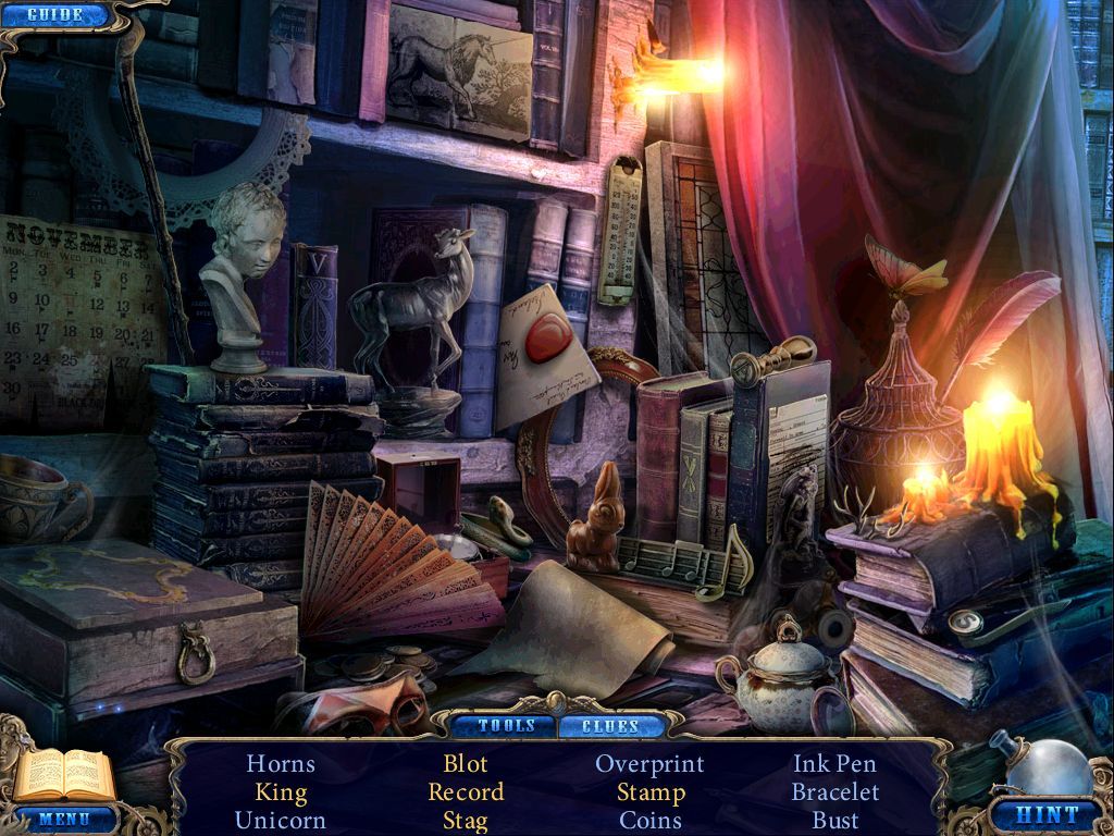 Dark Dimensions: City of Fog (Collector's Edition) (iPad) screenshot: Bonus: Caverns library - objects