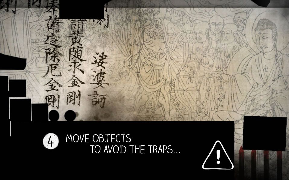 Type:Rider (Browser) screenshot: Move objects over the spikes to thwart traps.