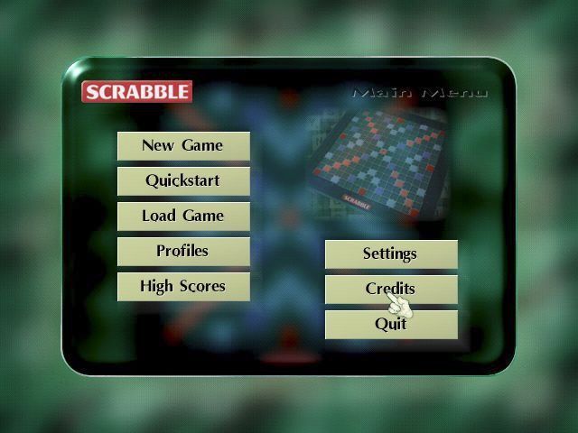 Scrabble (Windows) screenshot: The game's main menu
