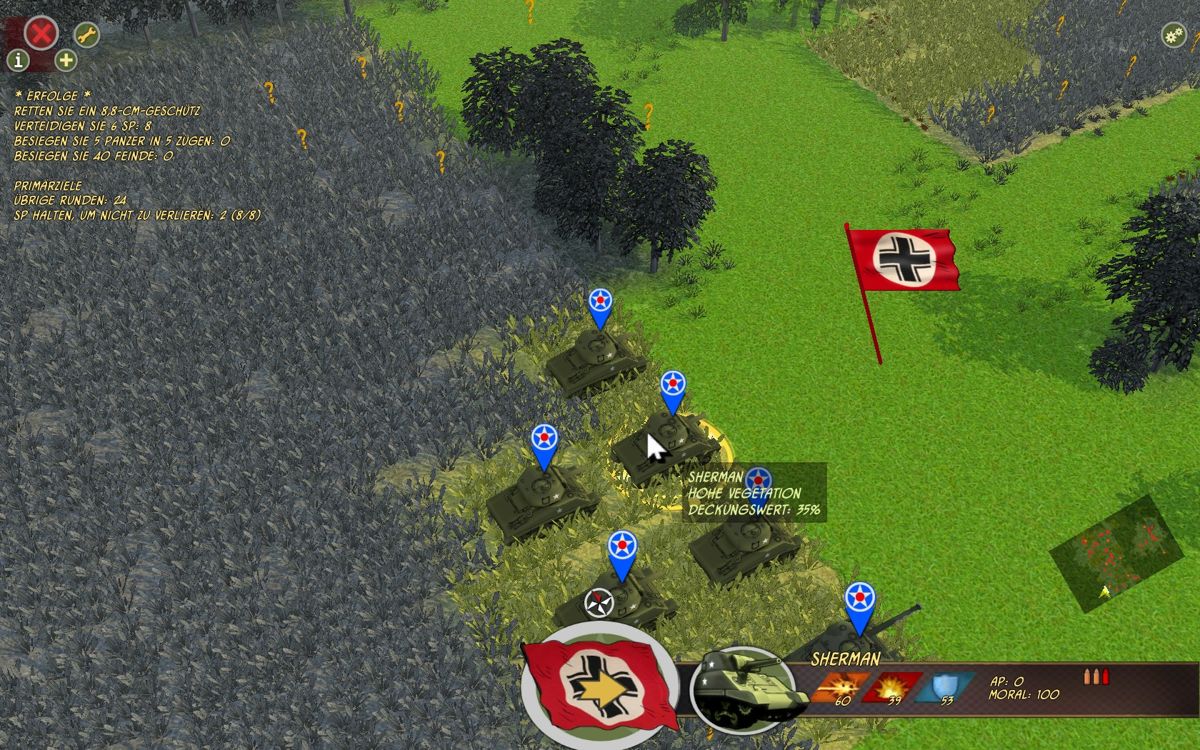 Battle Academy: Rommel in Normandy (Windows) screenshot: Sherman attack
