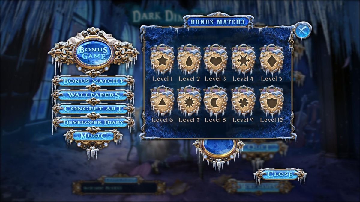 Dark Dimensions: Somber Song (Collector's Edition) (Windows) screenshot: Bonus menu - Match 3