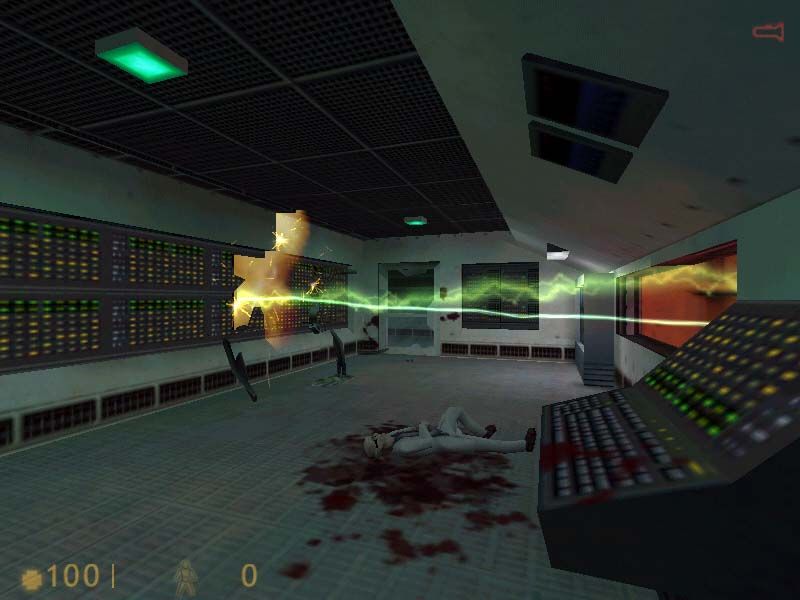 Half-Life (Windows) screenshot: Half-Life is full of destruction. All hell breaks loose very soon