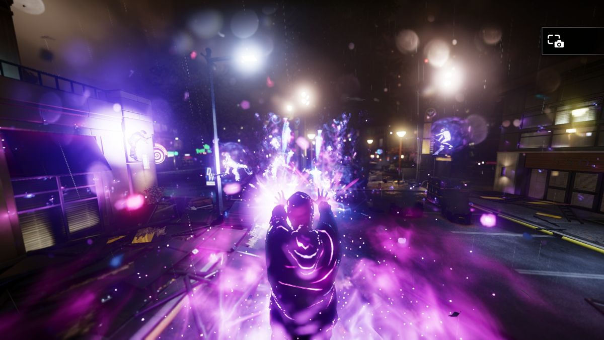 inFAMOUS: Second Son (PlayStation 4) screenshot: The Neon Karmic Bomb puts on a dazzling display.