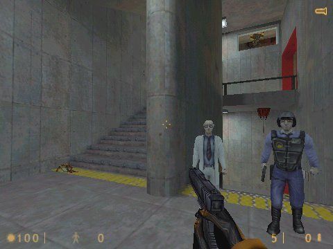 Half-Life (Windows) screenshot: Fellow scientists and guards will occasionally help