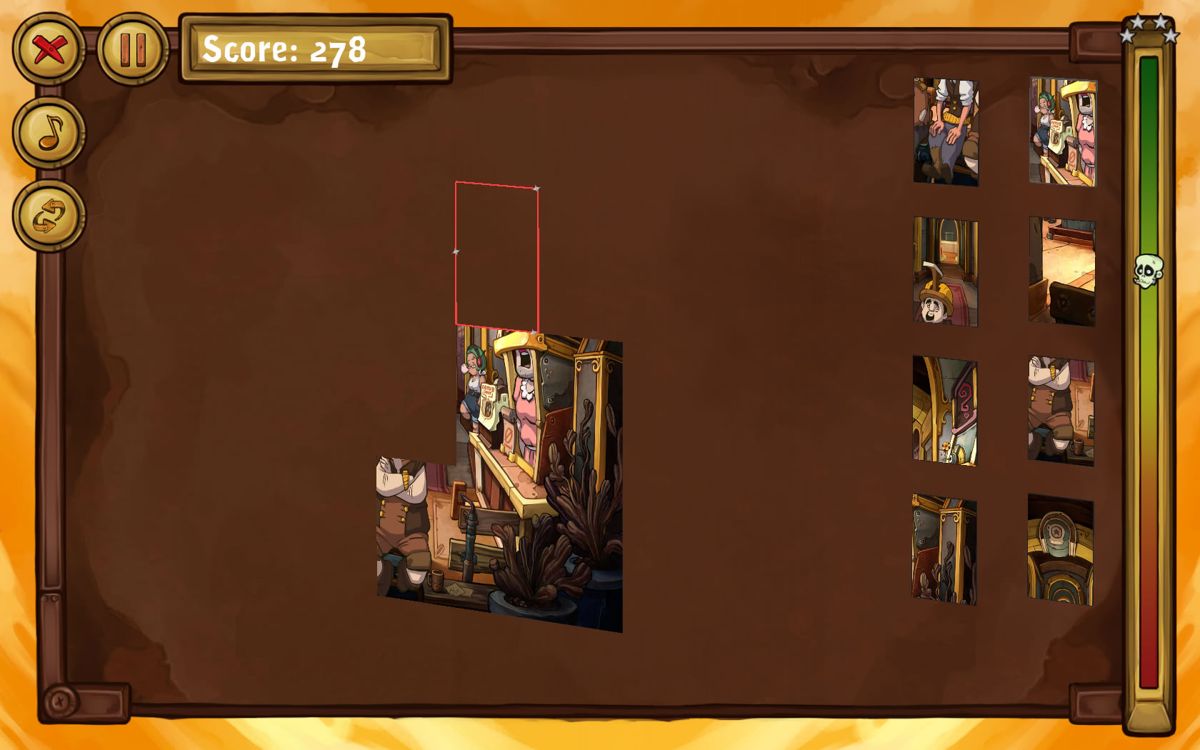Deponia: The Puzzle (Windows) screenshot: Flipping a puzzle in progress, note how it is turned over.