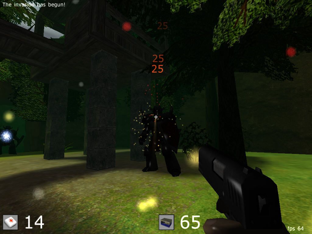 Cube 2: Sauerbraten (Windows) screenshot: Killing a knight.