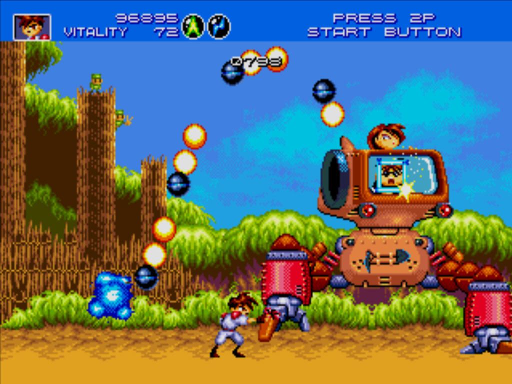 Gunstar Heroes (Windows) screenshot: Bombs stream