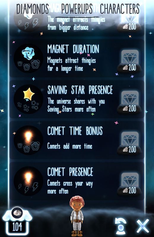 Little Galaxy (Android) screenshot: Power-ups and upgrades in the galactic megastore