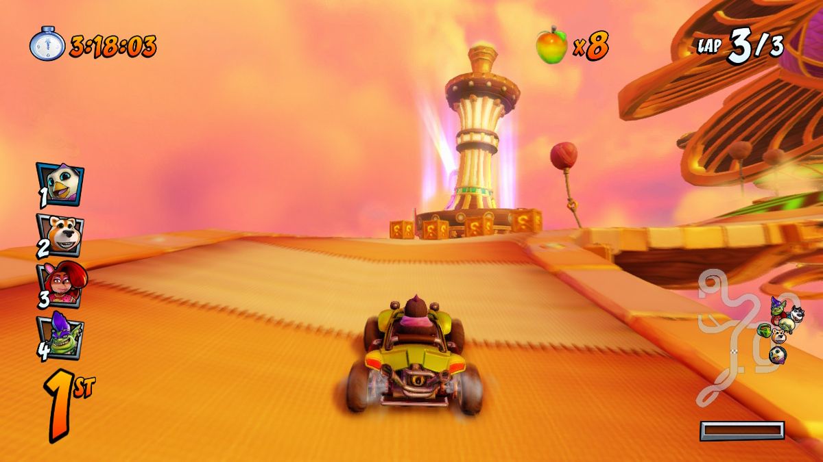 CTR: Crash Team Racing - Nitro-Fueled (Nintendo Switch) screenshot: Hot Air Skyway is one of the easiest courses to fall from.