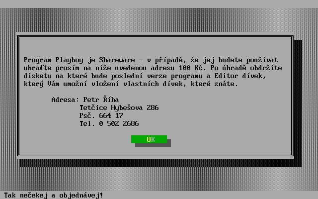 Playboy (DOS) screenshot: This confirms the program is shareware