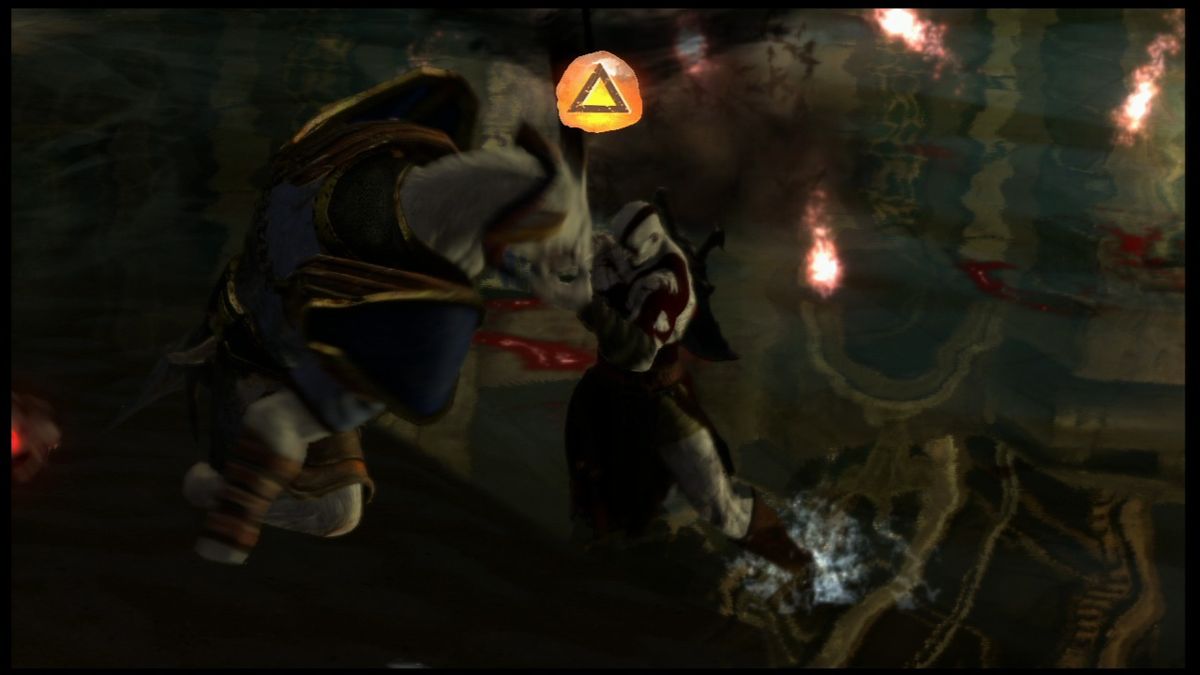 God of War: Ascension (PlayStation 3) screenshot: Quick-time event finishing move will fail if you fail to press correct button at the right time.