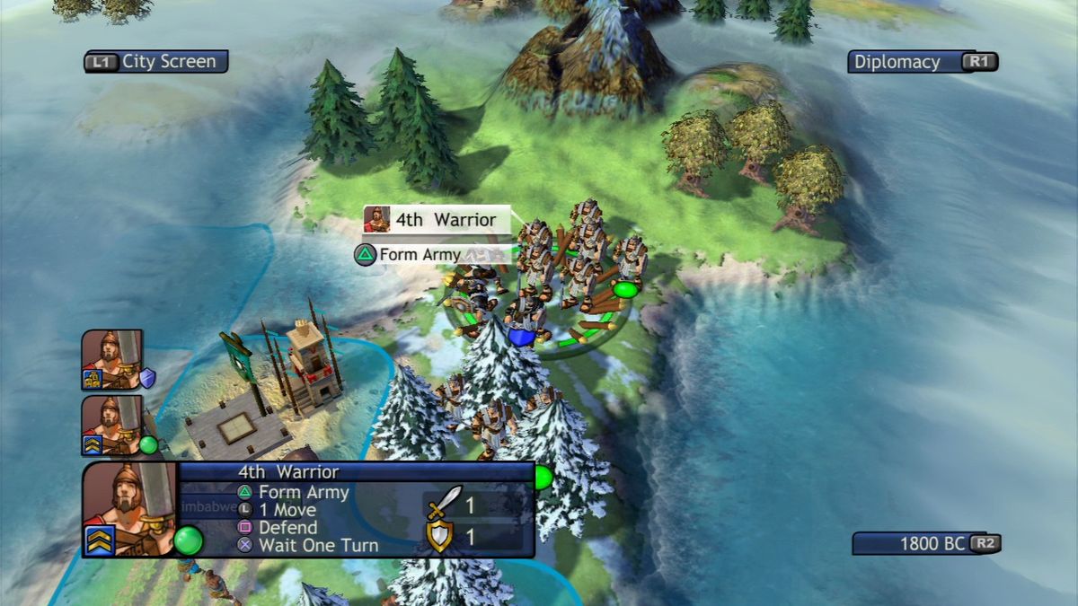 Sid Meier's Civilization: Revolution (PlayStation 3) screenshot: You can combine three same type of units into an army.