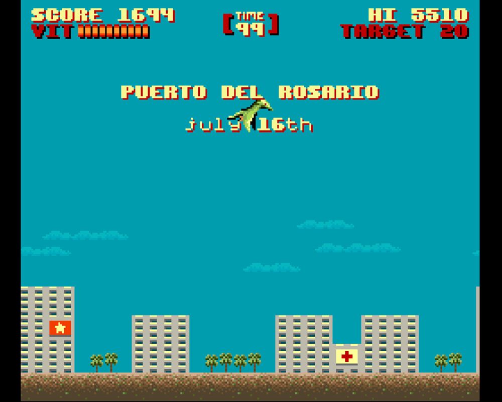 Gaurodan (Windows) screenshot: July 16th. Puerto del Rosario has nice buildings. Let's flatten them!