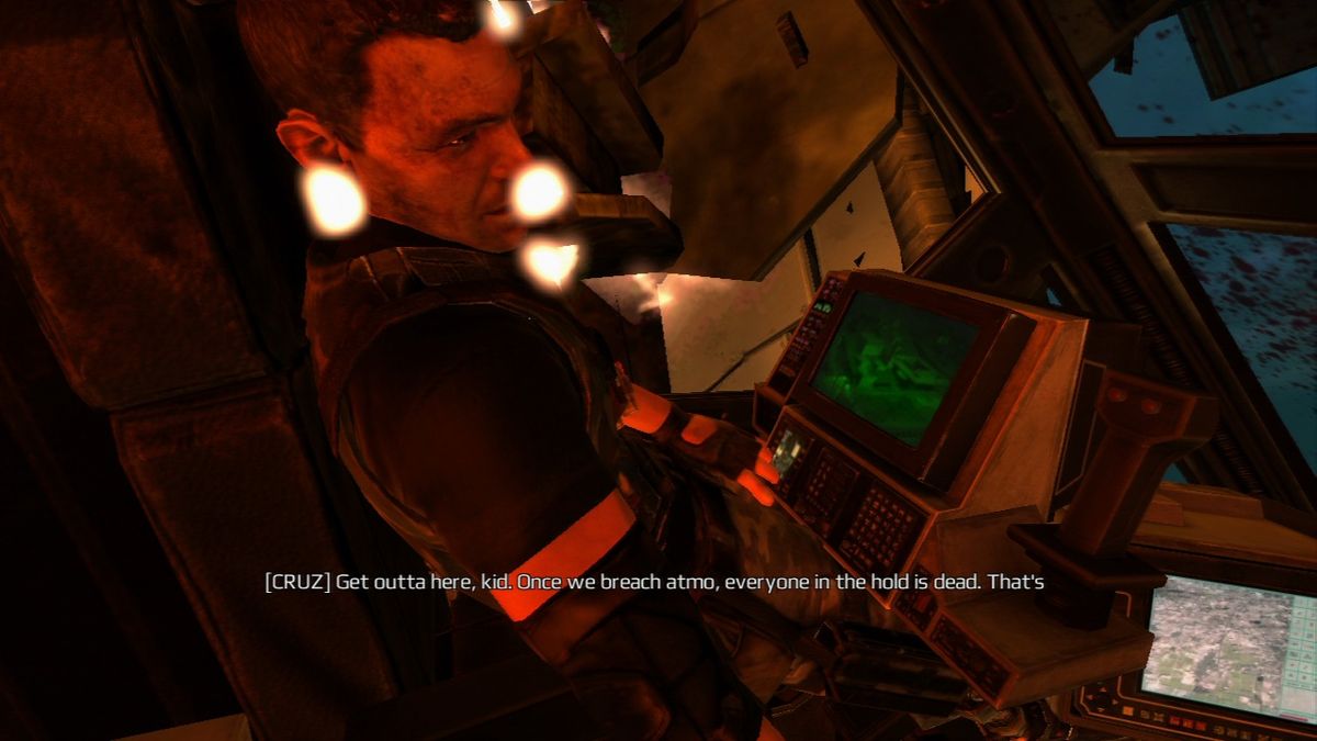 Aliens: Colonial Marines (PlayStation 3) screenshot: Your captain is in a tight spot.