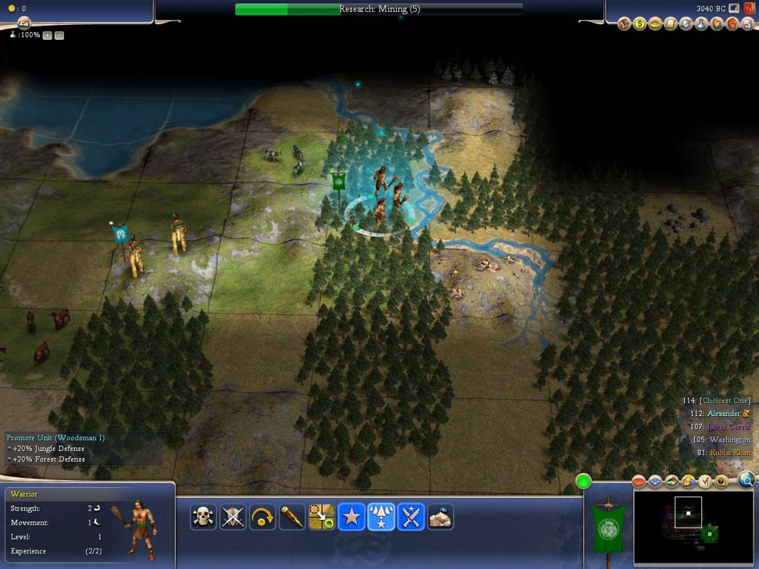 Sid Meier's Civilization IV (Windows) screenshot: Your units now gain experience points which can be invested into bonus skills.