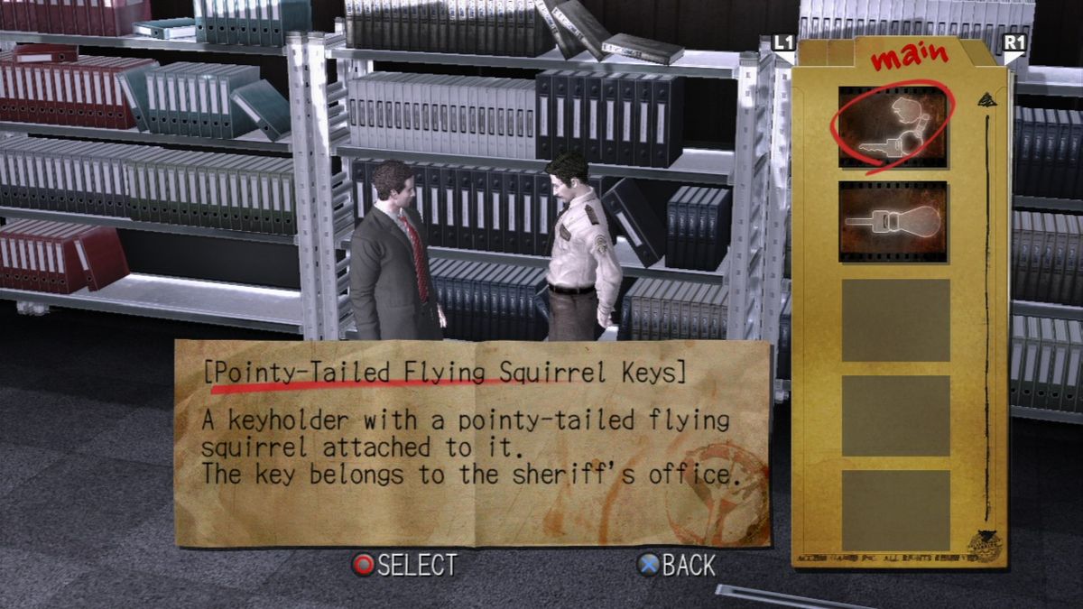 Deadly Premonition: The Director's Cut (PlayStation 3) screenshot: Deputy Thomas can't seem to find his keys... didn't think I would help the local police in this way.