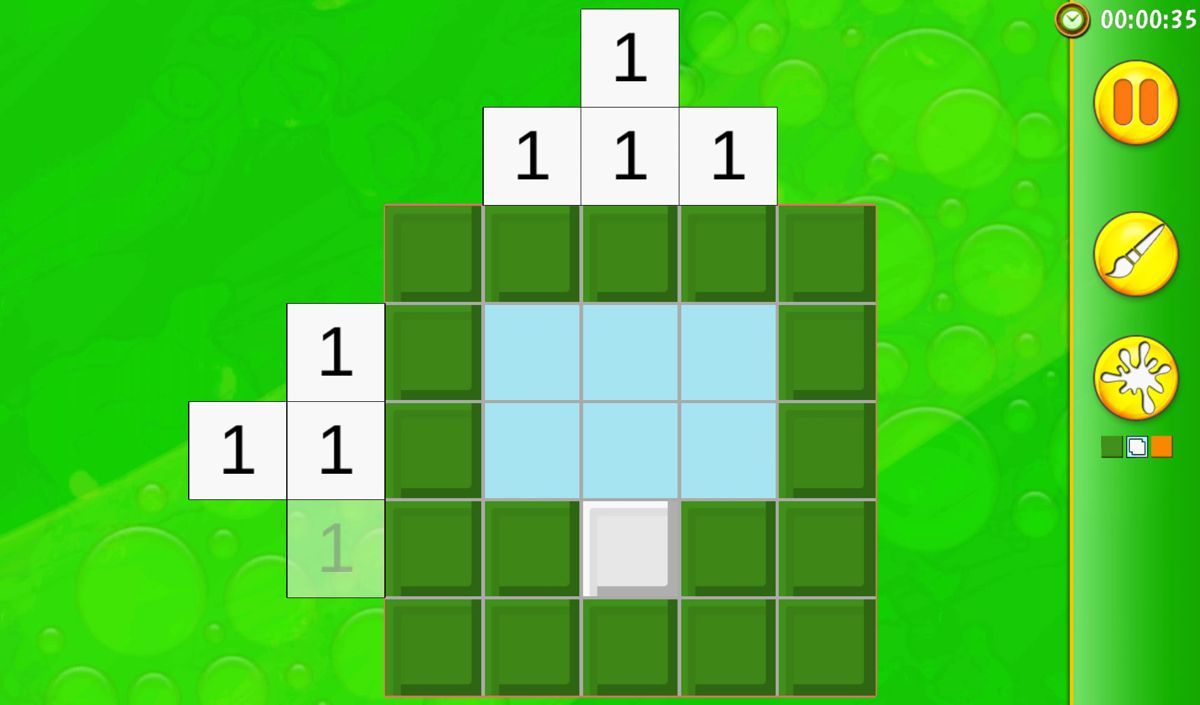 Color Cross Online (Android) screenshot: Puzzle almost complete