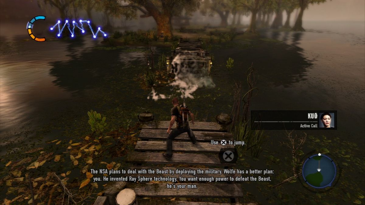 inFAMOUS 2 (PlayStation 3) screenshot: Cole's deadliest enemy is water... it doesn't mix well with electricity.