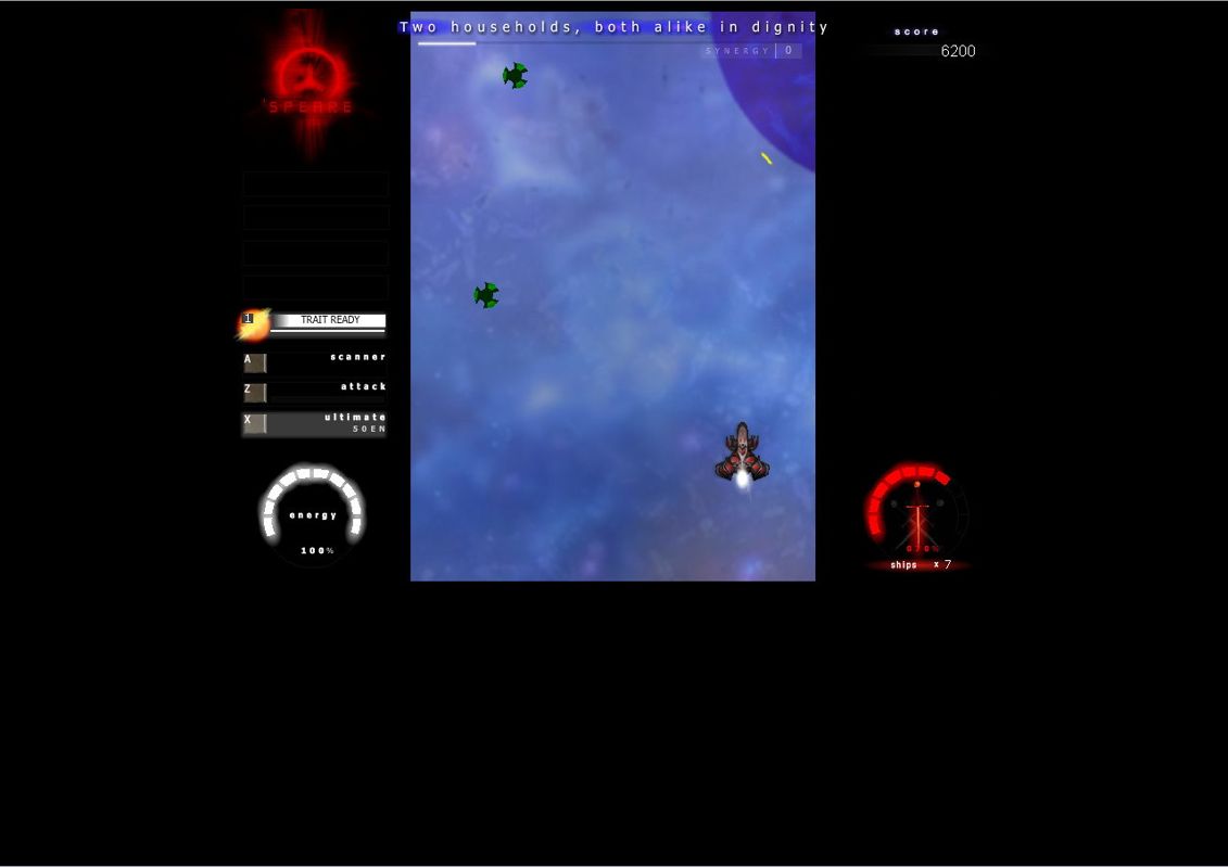 'Speare (Browser) screenshot: As you go farther, you get new enemies.