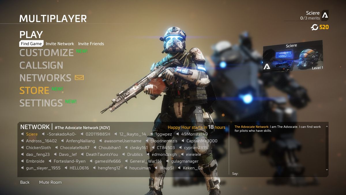 Titanfall 2 (Windows) screenshot: Multiplayer lobby