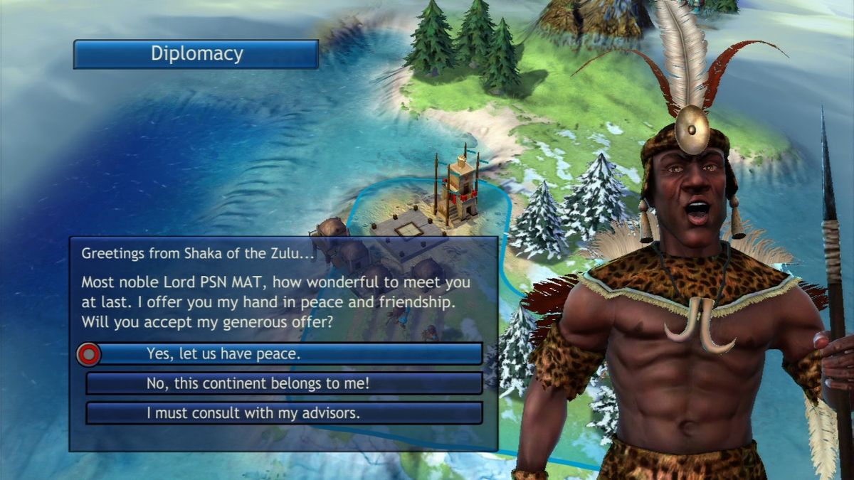 Sid Meier's Civilization: Revolution (PlayStation 3) screenshot: If you don't feel war is the right course of action, try diplomacy.