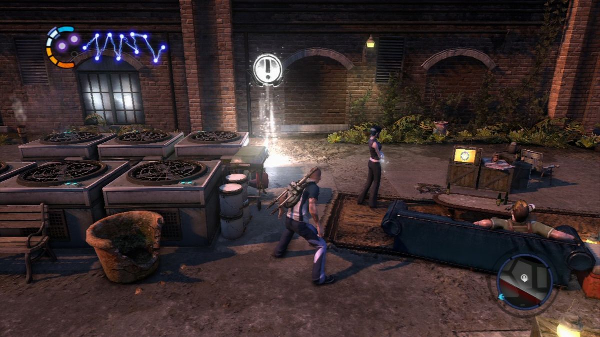 inFAMOUS 2 (PlayStation 3) screenshot: White glowing missions are missions that progress the story.