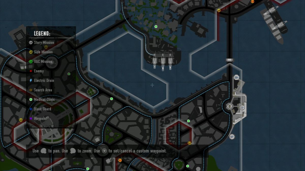 inFAMOUS 2 (PlayStation 3) screenshot: City map.