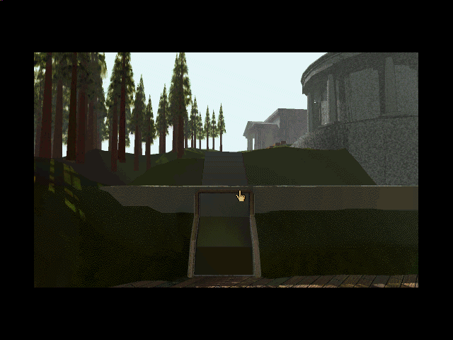 Myst (Desktop Edition) (Windows 3.x) screenshot: Hill side.
