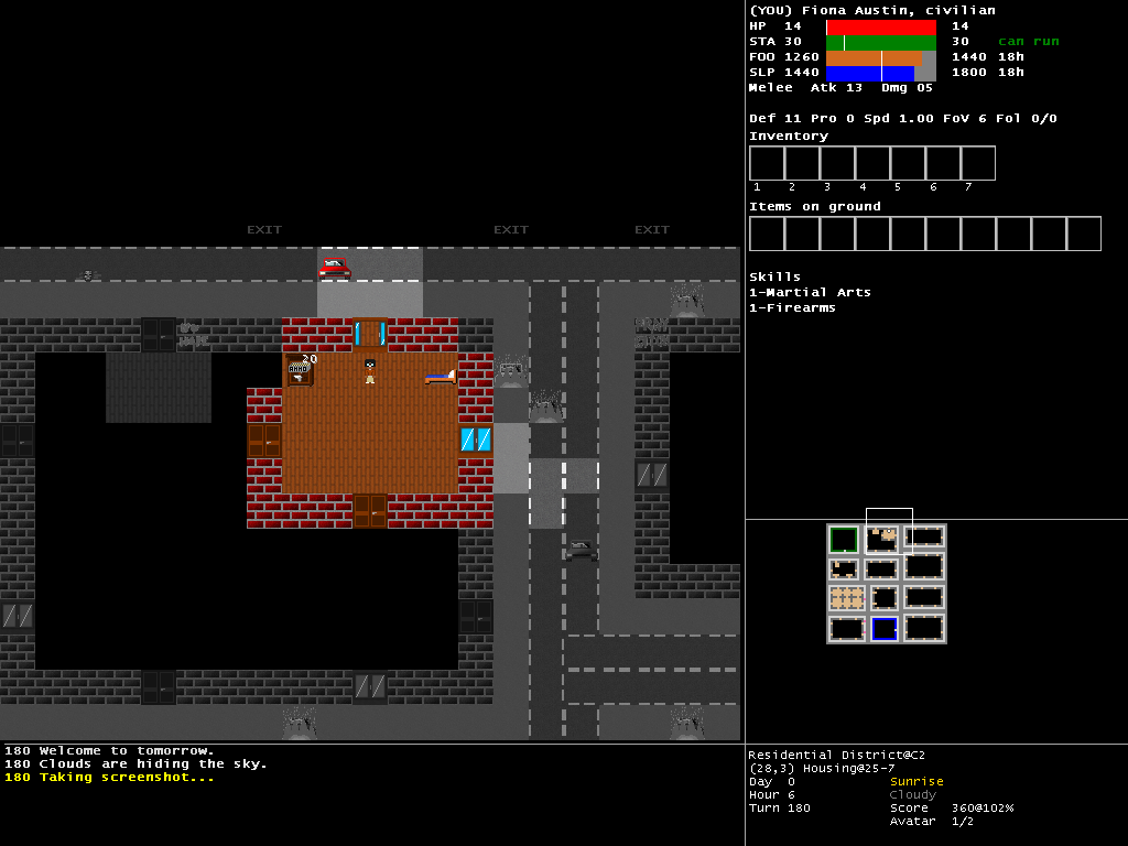 Rogue Survivor (Windows) screenshot: Start of the game