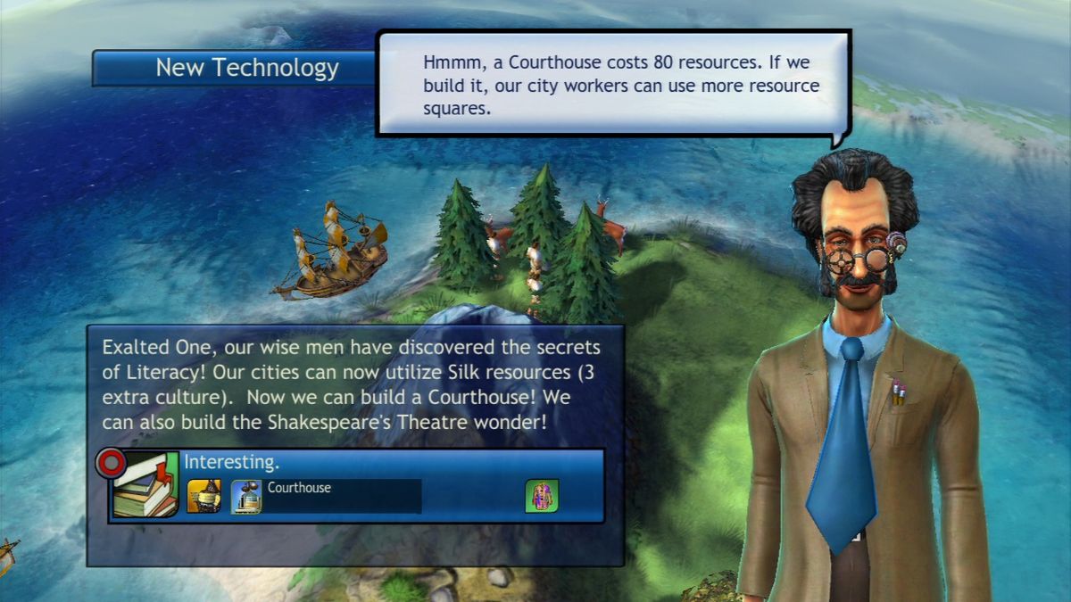 Sid Meier's Civilization: Revolution (PlayStation 3) screenshot: Checking the advantages of a newly discovered technology.
