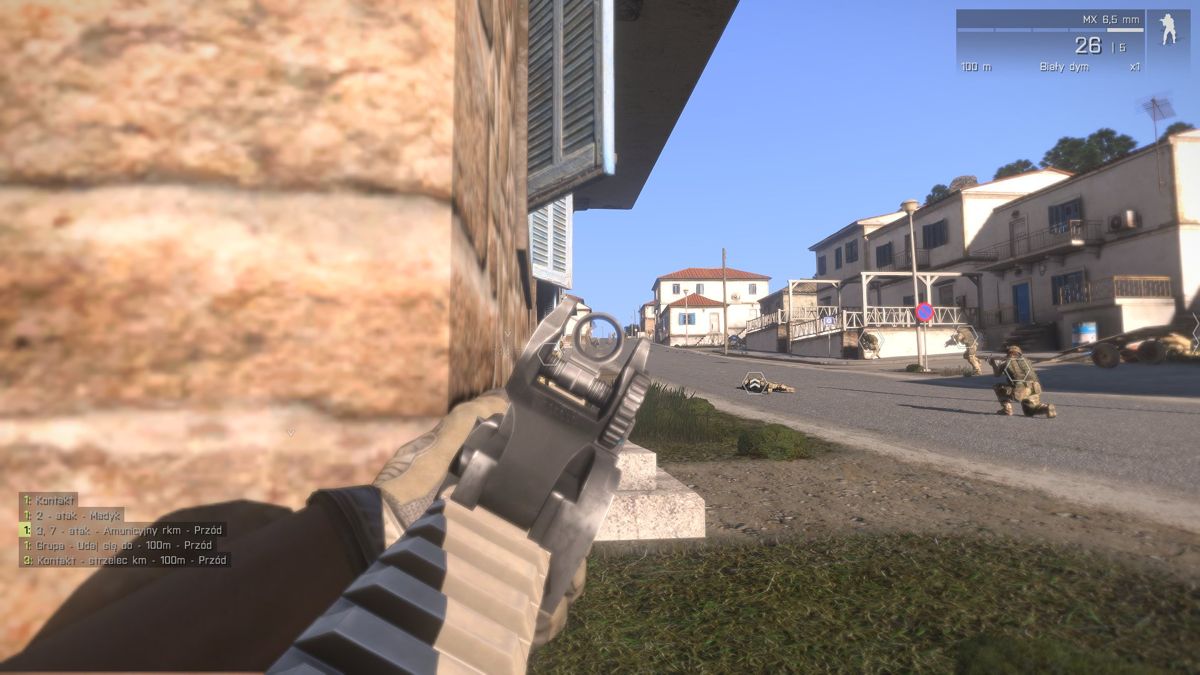 Arma III (Windows) screenshot: Leaning is very useful in an urban area