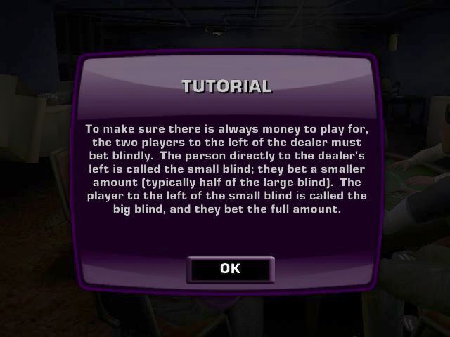World Championship Poker 2 featuring Howard Lederer (Windows) screenshot: The EXTRAS option from the main menu is where the game's tutorials can be found. A couple of screens describing the selected game are shown before the player gets to play