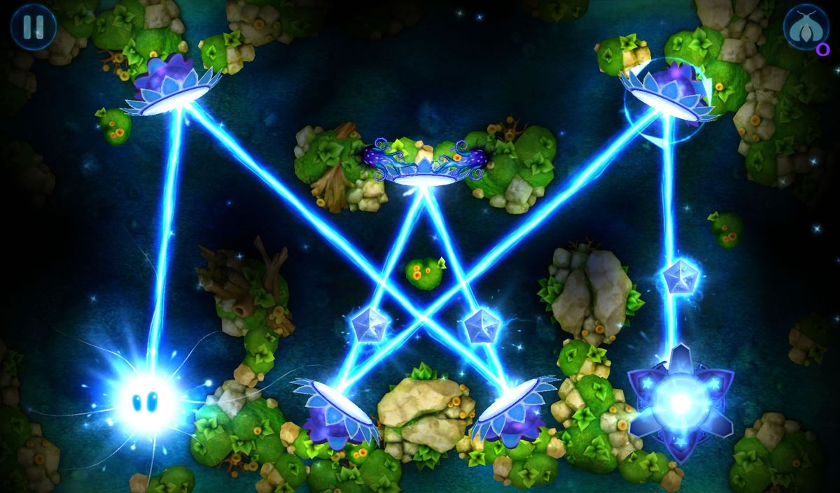 God of Light (Android) screenshot: A complete pattern with all crystals lit as well.