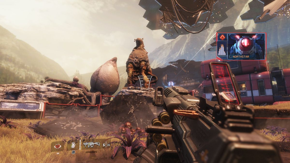 Titanfall 2 (Windows) screenshot: The Northstar Titan acts like a sniper with a railgun that charges slowly.