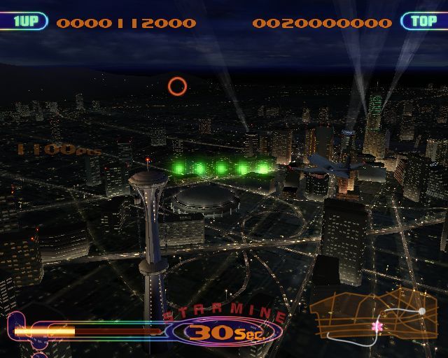 FantaVision (PlayStation 2) screenshot: The thirty second STARMINE bonus is about to start. All fireworks are of the same type so really big chains can be constructed