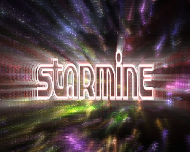 FantaVision (PlayStation 2) screenshot: At the bottom of the screen just above the power bar is the word STARMINE. When the player lights up all these letters the STARMINE bonus is awarded