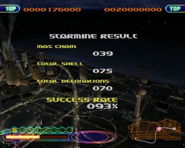 FantaVision (PlayStation 2) screenshot: The first of two score screens at the end of the STARMINE bonus