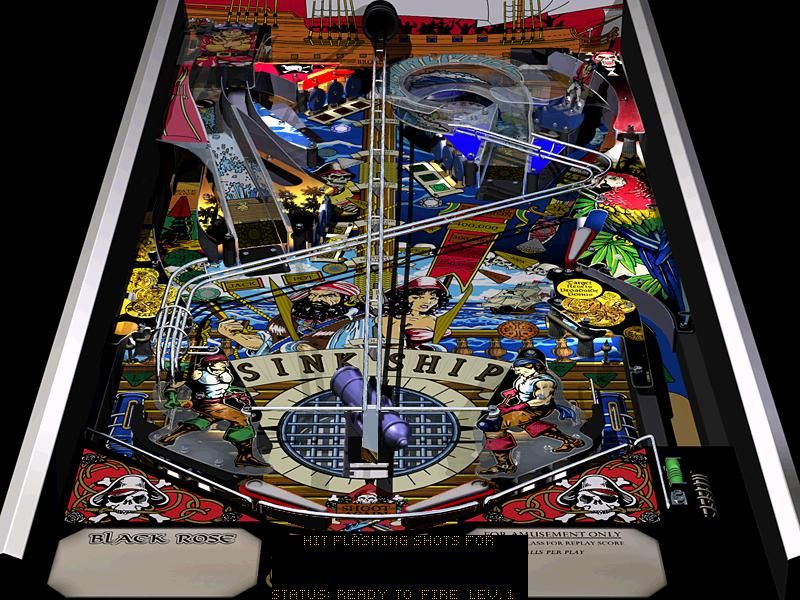 Williams Pinball Classics (Windows) screenshot: Black Rose table with cannon enabled