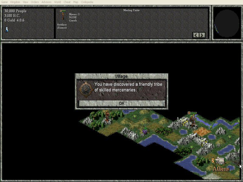 Civilization II: Test of Time (Windows) screenshot: Village encounter