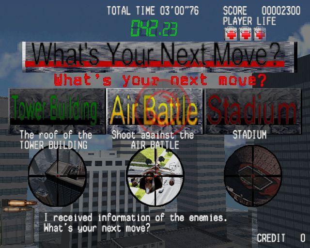 Silent Scope (PlayStation 2) screenshot: When supporting the police is complete the player progresses to the next phase