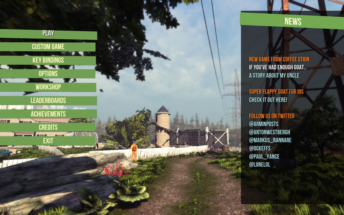 Goat Simulator (Windows) screenshot: Main menu