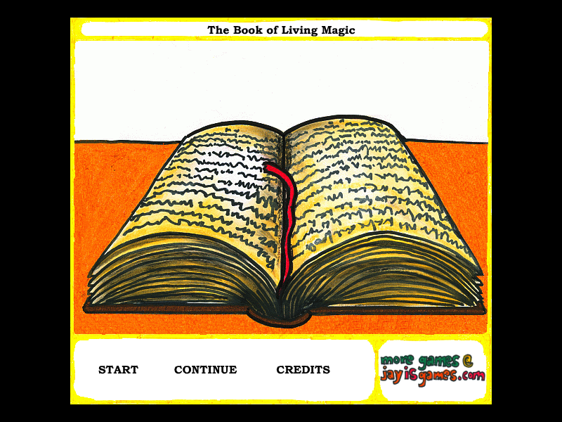 The Book of Living Magic (Browser) screenshot: The title screen.