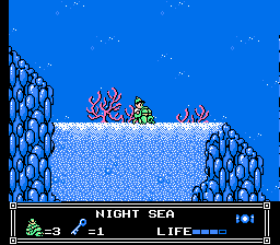 Little Nemo: The Dream Master (NES) screenshot: Riding a crab underwater