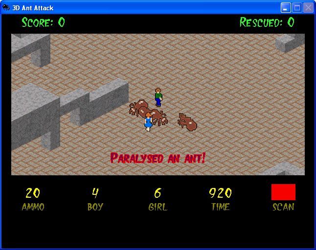 Ant Attack PC (Windows) screenshot: Finally! Knowing that ants are paralysed when jumped on is one thing, achieving it is another. v0.02.001