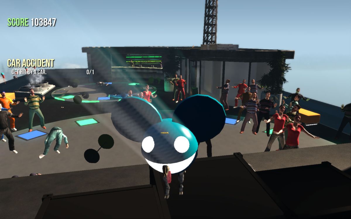 Goat Simulator (Windows) screenshot: Knock off Deadmau5 and take over the party.