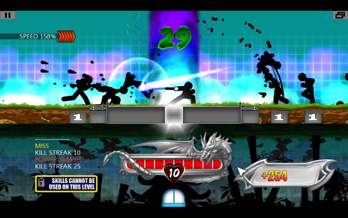 One Finger Death Punch (Windows) screenshot: Lots of enemies against a glowing background