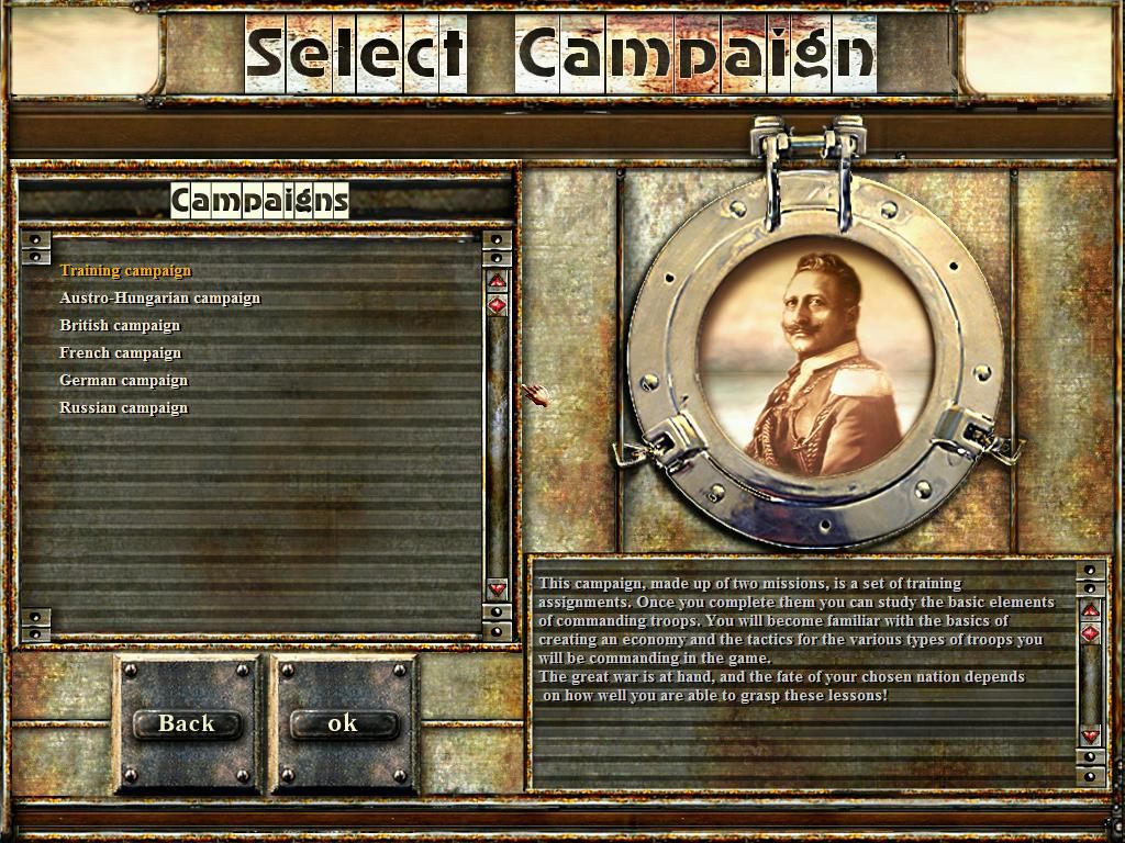 WWI: The Great War (Windows) screenshot: choose Campaign